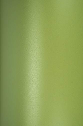 Netuno 10x Perlmutt-Karton Hell-Grün DIN A4 210 x 297 mm 250g Majestic Satin Lime Perlglanz Karton Perlmutt für Einladungs-Karten Weihnachten Hochzeit zum Basteln Bedrucken von Netuno