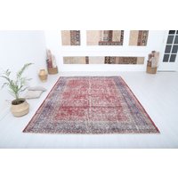 200x300 Vintage Teppich, Oushak Oversize Handgewebter Kelim Woll Teppich, Oushak Rug, 9465 von NeutralRugs