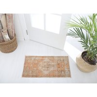 70x30, Türmatte Vintage, Türkisch, Fußmatte Oushak, Handgefertigter Teppich 7652 von NeutralRugs