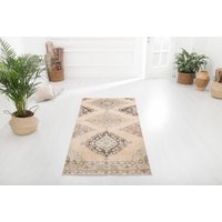 Natürlicher Teppich 100x200, Kleiner Teppich, Wollteppich, Oushak Teppich, Oushak Teppich, Handgefertigter Teppich, 5575 von NeutralRugs