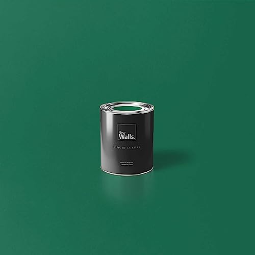 New Walls Premium Wandfarbe Grün, Dunkelgrün Liquid Luxury Dispersionsfarbe für Innenräume – 1 L von New Walls