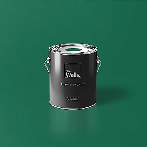 New Walls Premium Wandfarbe Grün, Dunkelgrün Liquid Luxury Dispersionsfarbe für Innenräume – 2,5 L von New Walls