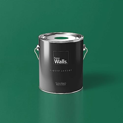 New Walls Premium Wandfarbe Grün, Dunkelgrün Liquid Luxury Dispersionsfarbe für Innenräume – 5 L von New Walls