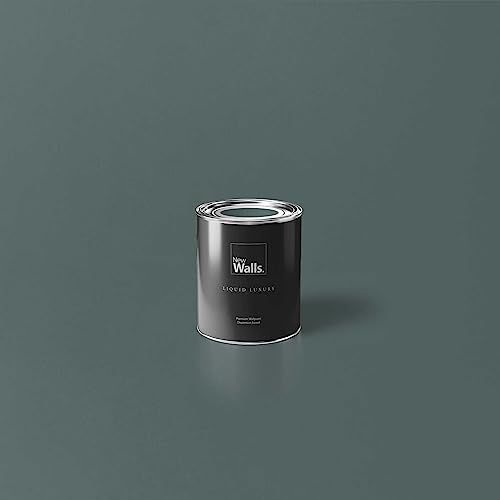 New Walls Premium Wandfarbe Grün, Grau-Grün Liquid Luxury Dispersionsfarbe für Innenräume – 1 L von New Walls