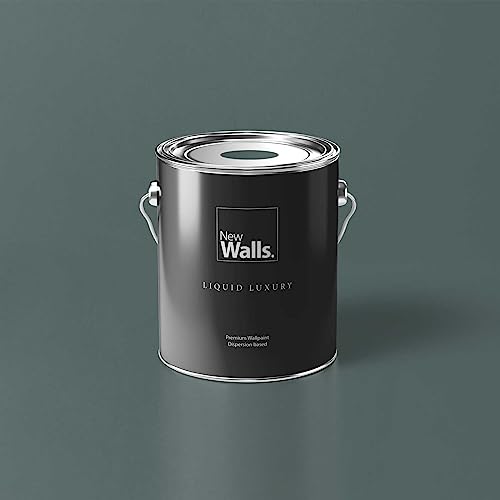 New Walls Premium Wandfarbe Grün, Grau-Grün Liquid Luxury Dispersionsfarbe für Innenräume – 5 L von New Walls