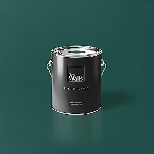 New Walls Premium Wandfarbe Grün, Smaragdgrün Liquid Luxury Dispersionsfarbe für Innenräume – 2,5 L von New Walls