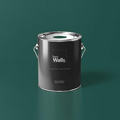 New Walls Premium Wandfarbe Grün, Smaragdgrün Liquid Luxury Dispersionsfarbe für Innenräume – 5 L von New Walls