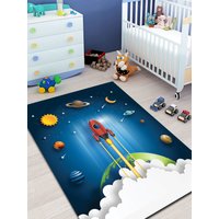 Weltraum Teppich, Sonnensystem Kinderteppich, Raumschiff, Kinderteppich von NewCarpetWorld