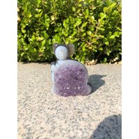 Niedliche Achat-Koala-Schnitzerei Mit Amethyst-Cluster | Heilkristall Achat Tiere Koala Handgemachtes Einzigartiges Geschenk Für Frauen Und Kinder von NewVisionofCrystal