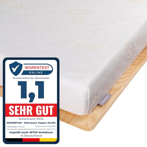 Newentor® Matratzen Topper 120x200cm H4 Hart, Matratzentopper 120x200 Gel Boxspringbett Schlafsofa, Mattress Topper 120x200 Bett Gelschaum Bezug Kaltschaum 7CM Höhe von Newentor