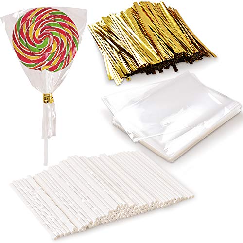 Newk 1000-teiliges Lollipop-Set inkl. 100 Lollipop-Sticks, 100 Stück Lollipop-Paketbeutel und 800 Stück Drahtlinien. von Newk