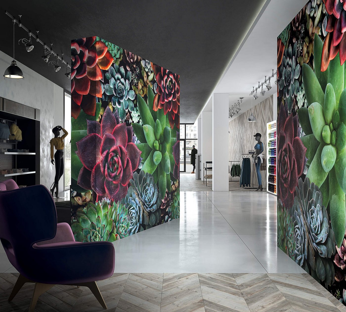 Newroom Vliestapete, [ 2,7 x 2,65m ] großzügiges Motiv - kein wiederkehrendes Muster - nahtlos große Flächen möglich - Fototapete Wandbild Blumen Sukkulente Made in Germany von Newroom
