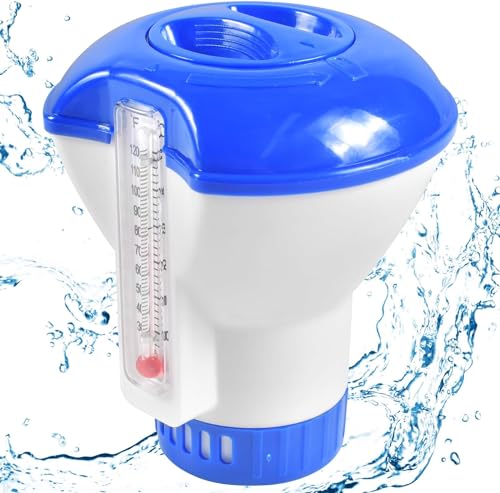 Newtic 5 Zoll Großer Dosierschwimmer, Chlor & Brom Tabletten Einstellbar Behälter, Chlordosierer mit Thermometer 20-200g, Pool Zubehör für Große Kleine Pools Whirlpool von Newtic