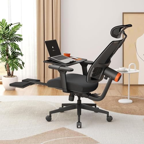 Newtral Bürostuhl Ergonomisch, Ergonomischer Bürostuhl, Schreibtischstuhl für Zuhause, mit dynamischer Lordosenstütze, 4D-Armlehne, Sitztiefe und Höhenverstellung (Fußstütze) (Helles Schwarz) von Newtral