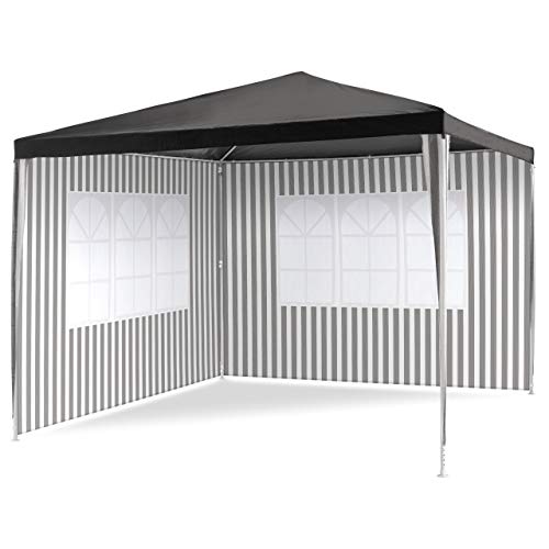 Nexos Pavillon 3x3 m in PE Plane 100g/m² + 2 Seitenteile mit Fenster Partyzelt Gartenzelt Sonnenschutz Stahlgestell Eventzelt Farbe wählbar (Anthrazit) von Nexos Trading