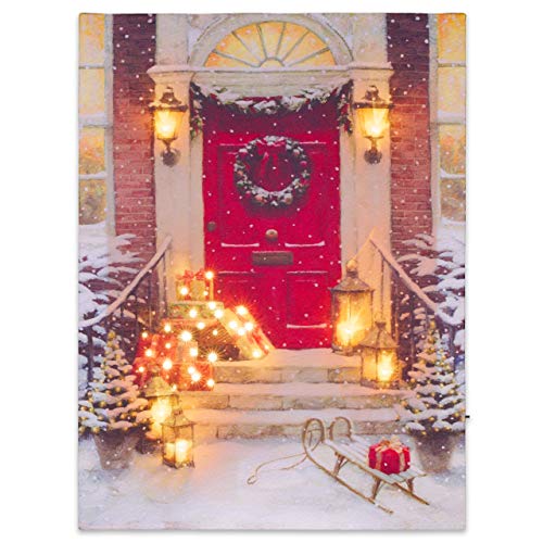 Nexos Trading LED Wandbild Leinwandbild mit Beleuchtung 30x40 cm Weihnachtstag Fotodruck Kunstdruck Leuchtbild Weihnachten Batterie Winteridylle Effekt-LED Laternen von Nexos Trading