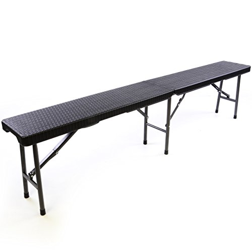 Nexos Trading Partybank Klappbank 180 x 25 x 41 cm Bierbank bis 200 kg Gartenbank Garnitur robust stabil wetterfest Kunststoff für 4 Personen Farbe wählbar schwarz weiß braun (schwarz) von Nexos Trading