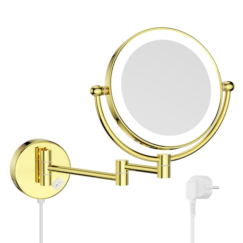 Nicesail Wand Schminkspiegel mit Licht 7X Vergrößerungsspiegel Für Bad Kosmetikspiegel Gold Ausziehbarer Rasierspiegel Wandmontage,Durchmesser 20cm Nicesail Wand Schminkspiegel mit Licht 7X Vergrößerungsspiegel Für Bad Kosmetikspiegel Gold Ausziehbarer Rasierspiegel Wandmontage,Durchmesser 20cm von Nicesail