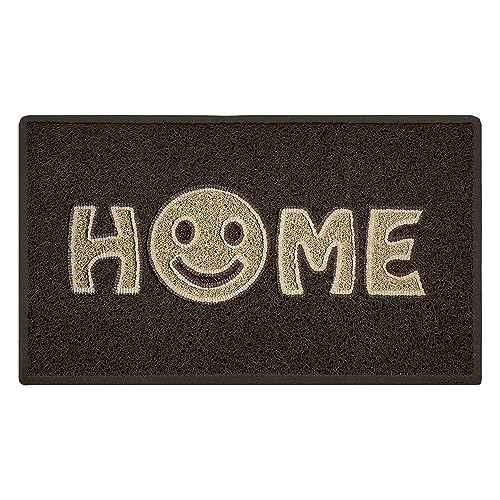 Nicoman Home Smiley Face Vinyl Schlingen Fußmatte, Vinylschlingen, Braun mit beige Einsätzen, 75x44cm von Nicoman