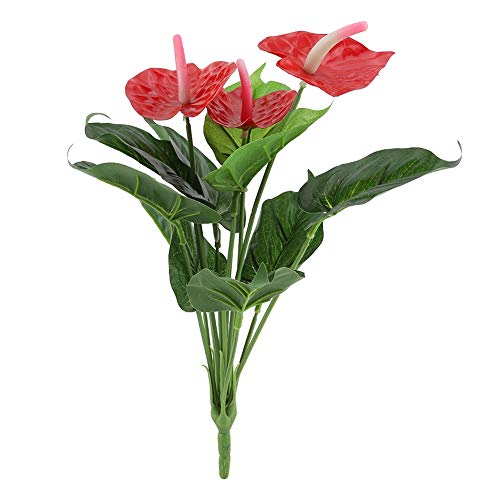 Pflanzen Blumen dekorative, Kunststoff künstliche Pflanze gefälschte rote Anthurium Blumen Blumenstrauß Hochzeit Hausgarten Dekor von Nikou