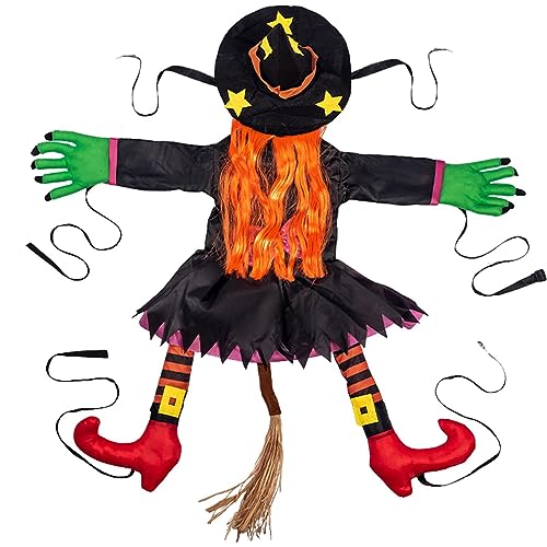 Niktule Crashing Witch Halloween-Dekorationen | Abgestürzte Hexen-Requisiten - Fliegende Hexe schlägt BAU Halloween Außendekoration, Halloween Hexendekoration von Niktule