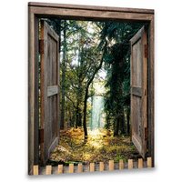 Leinwandbild, Waldbild, Kunstdruck, Fensterbild, Waldbild Mit Sonnenlicht, Kunstdruck von NininnniStore