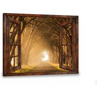 Wald Wand Kunst, Leinwand Druck, Faux Fenster Leinwand, Schöne Szene Mit Morgen Straße, Wandkunst Für Wohnkultur, Kunst Dekor, Fake von NininnniStore