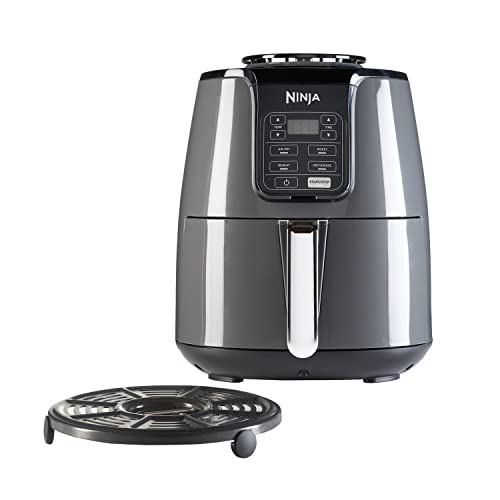 Ninja Air Fryer Heißluftfritteuse, 3,8L Airfyer, Antihaftbeschichtung, spülmaschinenfester Korb, 2-4 Portionen, digital, 4-in-1, Grau & Schwarz, AF100EU von Ninja