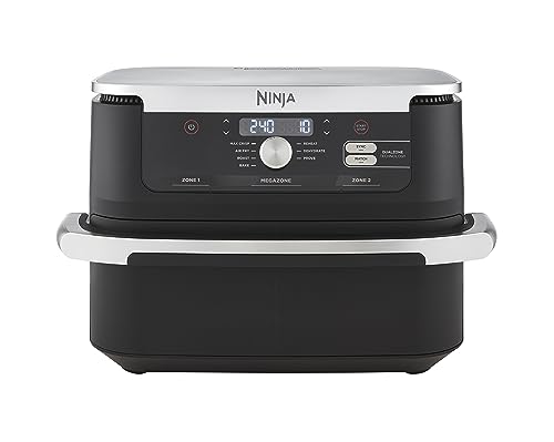 Ninja Foodi FlexDrawer Dual Zone Heißluftfritteuse, Airfryer mit 10,4-Fach und herausnehmbarem Trenner, Antihaftbeschichtung, spülmaschinenfester Korb, 7-in-1, Schwarz AF500EU von Ninja