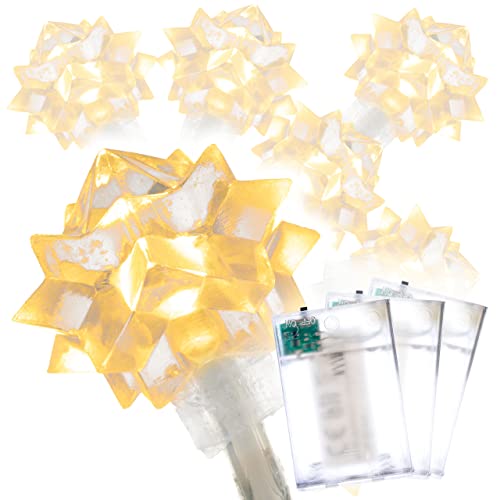 Nipach GmbH 3er Set Lichterkette Sterne aus Acryl 20 LED warm weiß Batterie Timer Weihnachtsdeko Weihnachtsbeleuchtung Partydeko transparentes Kabel von Nipach GmbH