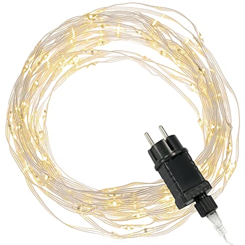 Nipach GmbH 100 LED Flach-Lichterkette warm-weiß für Außen IP44 Trafo 6h-Timer transparentes Kabel Weihnachtsdekoration Party Xmas-Deko Licht-Deko von Nipach GmbH