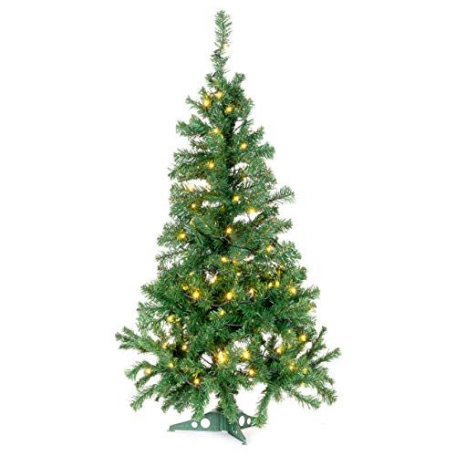 künstlicher Weihnachtsbaum Christbaum Tannenbaum grün 120 cm 241 Spitzen mit Ständer zzgl. 200 LED Lichterkette warmweiß grünes Kabel Trafo Xmas von Nipach GmbH