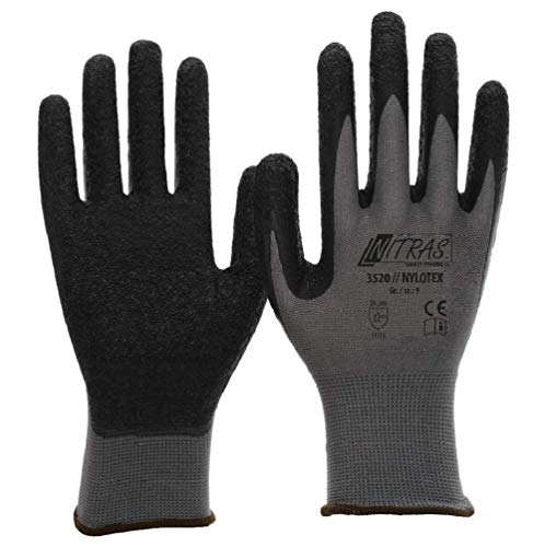 NITRAS Nylotex 3520 Nylon-Latexhandschuhe Arbeitshandschuhe 12 PAAR, Grau/Schwarz, 9/XL NITRAS Nylotex 3520 Nylon-Latexhandschuhe Arbeitshandschuhe 12 PAAR, Grau/Schwarz, 9/XL von Nitras