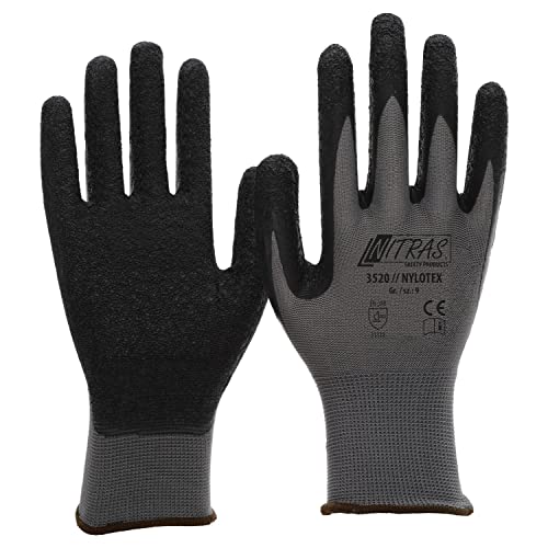 NITRAS Nylotex 3520 Nylon-Latexhandschuhe Arbeitshandschuhe 12 PAAR, Grau/Schwarz, 8/L, 24 Stück (1er Pack) NITRAS Nylotex 3520 Nylon-Latexhandschuhe Arbeitshandschuhe 12 PAAR, Grau/Schwarz, 8/L, 24 Stück (1er Pack) von Nitras