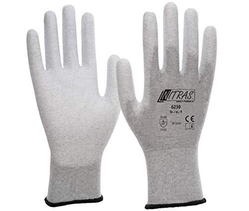 Nitras ESD-Handschuhe, Schutzhandschuhe 6230 antistatisch, Touchscreen-Handschuhe - VPE 12 Paar, Größe:10 von Nitras