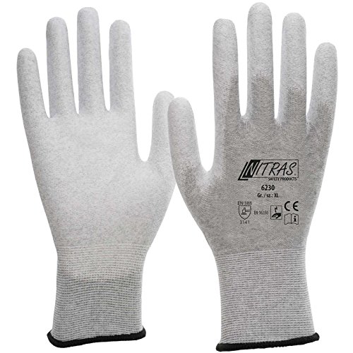 Nitras ESD-Handschuhe, Schutzhandschuhe 6230 antistatisch, Touchscreen-Handschuhe - VPE 12 Paar, Größe:8 von Nitras