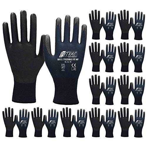 Nitras Flexible FIT MF 8815 Arbeitshandschuhe - Sicherheitshandschuhe - Teilbeschichtet auf Innenhand und Fingerkuppen - 12 Paar, Größe:9 Nitras Flexible FIT MF 8815 Arbeitshandschuhe - Sicherheitshandschuhe - Teilbeschichtet auf Innenhand und Fingerkuppen - 12 Paar, Größe:9 von Nitras