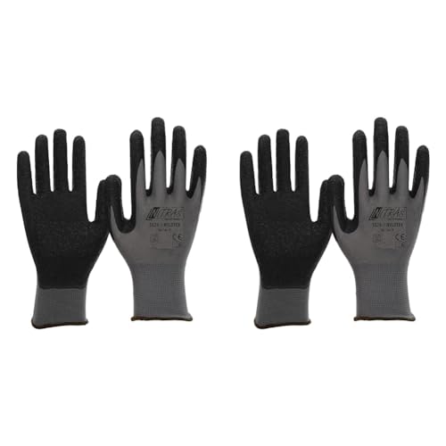 Nitras Nylotex 3520 Nylon-Latexhandschuhe Arbeitshandschuhe 12 PAAR, Grau/Schwarz, 9/XL (Packung mit 2) von Nitras