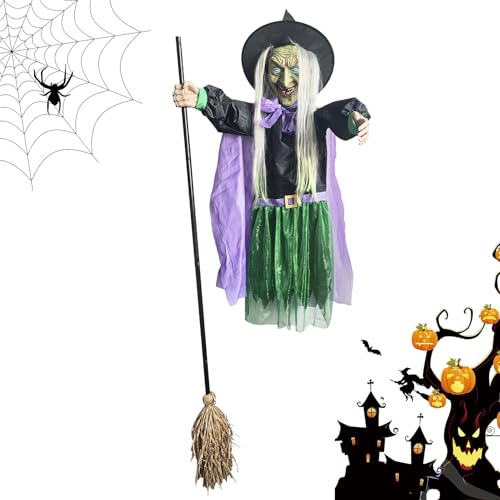 Nixiara Halloween Hexendekoration Für Draußen,Halloween Schwebende Hexe auf Besen mit gruseligen Geräuschen | Partydekoration & Grusel-Deko Für Haus Garten Terrasse Baum Nixiara Halloween Hexendekoration Für Draußen,Halloween Schwebende Hexe auf Besen mit gruseligen Geräuschen | Partydekoration & Grusel-Deko Für Haus Garten Terrasse Baum von Nixiara