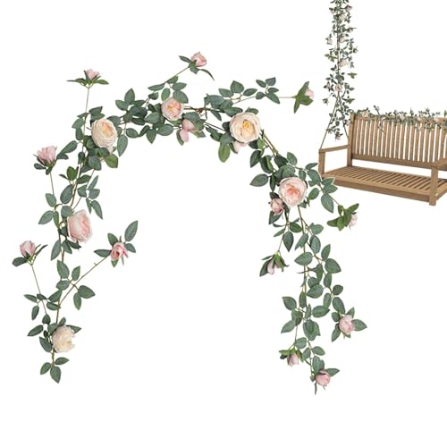 Nixiara Künstliche Blumenranke, künstliche Blumenranke, Hausdekoration, Rosenschrauben, 1,8 m lange grüne Blätter für San, Treppen, Garten, Hochzeit Nixiara Künstliche Blumenranke, künstliche Blumenranke, Hausdekoration, Rosenschrauben, 1,8 m lange grüne Blätter für San, Treppen, Garten, Hochzeit von Nixiara