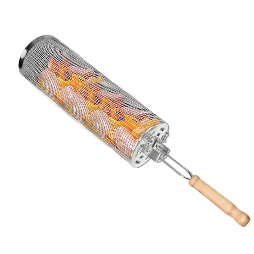Rotierender Grillkäfig – Rotator für Grillkorb für den Außenbereich, schwerer Service, Grillrolle aus Mesh | Rack für Raucher, Becher, Brattablett aus Edelstahl für Hühnersteak Rotierender Grillkäfig – Rotator für Grillkorb für den Außenbereich, schwerer Service, Grillrolle aus Mesh | Rack für Raucher, Becher, Brattablett aus Edelstahl für Hühnersteak von Nixiara