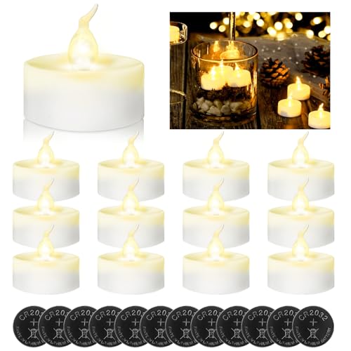 Nizirioo 12 Stück Flackernde Flammenlose Teelichter LED Teelichter mit Timer, Warmweiß Led Kerzen Batteriebetriebene, Realistische Teelichter für Hause Hochzeit Weihnachten Party Dekoration von Nizirioo