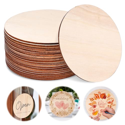 Nizirioo 20 Stück Runde Holzscheiben 15cm Durchmesser Holzscheiben Naturholzscheiben 2,5mm Dick Unbehandelte Holz Holzplatten Zum Basteln Für Weihnachten Diy-Projekte Handwerk Kinder Geschenkanhänger von Nizirioo