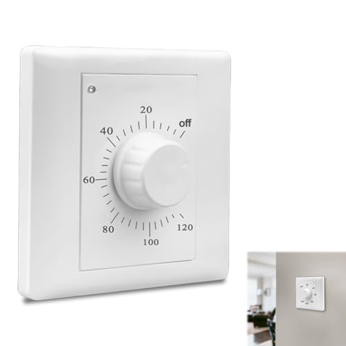 Nizirioo Countdown Timer Schalter, AC 220V 10A Zeitschaltuhr Steckdose, Zeitschalter Unterputzdose, Zeitschaltuhr Steuersteckdose für Badezimmer Lüfter Lichter Abluftventilator (120 Minuten, Weiß) von Nizirioo