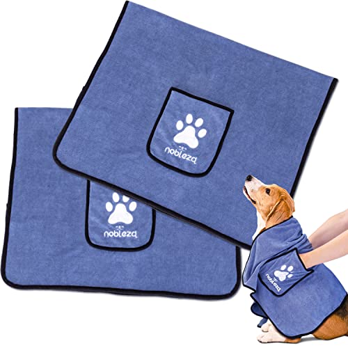 Nobleza Hundehandtuch, 2 Stück Mikrofaser Hundehandtuch, Hundehandtuch extra saugfähig, Weich & Langlebig Premium Hunde Trockentuch, Schnell Trocknend,106 * 66CM für Alle Hunde Katzen von Nobleza