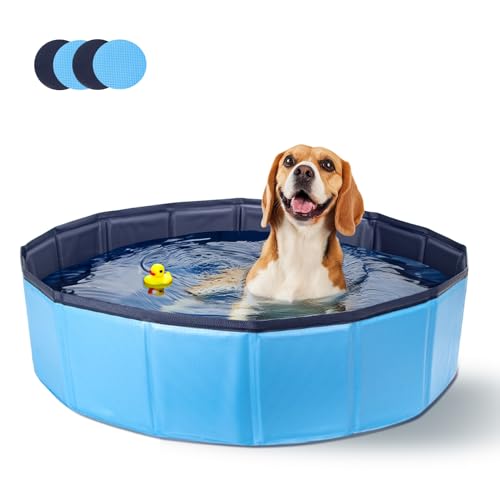 Nobleza Hundepool für Große & Kleine Hunde, Faltbarer Hunde Planschbecken, Stabile Hundebadewanne, Swimmingpool für Katzen, 120 * 30cm, M, Blau von Nobleza