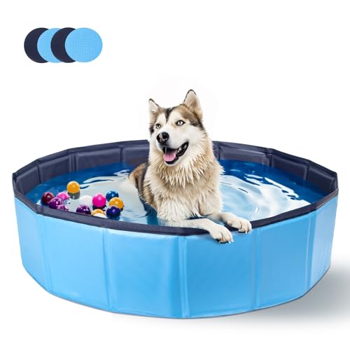 Nobleza Hundepool für Große & Kleine Hunde, Faltbarer Hunde Planschbecken, Stabile Hundebadewanne, Swimmingpool für Katzen, 160 * 30cm, L, Blau von Nobleza