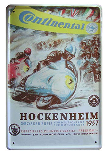 Continental Hockenheim Retro Wanddekoration Metallblechschild bemalt Kunst Poster Dekoration Plakette Warnung Cafe Garage Party Spiel Zimmer Türschilder von None Brand