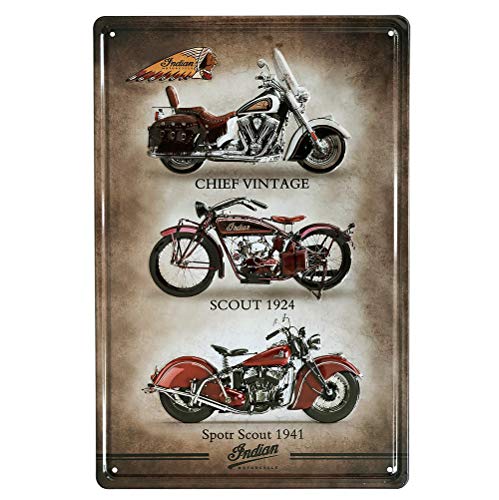 Indian Motorcycle Blechschild Retro Blech Metall Schilder Poster Deko Vintage Kunst Türschilder Schild Warnung Hof Garten Cafe Toilette Club Geschenk von None Brand