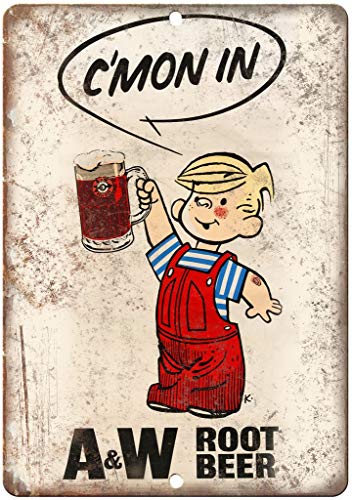 None Brand A & W Root Beer Dennis The Menace Retro Wanddekoration Metall Blechschild bemalt Kunst Poster Dekoration Plakette Warnung Cafe Garage Party Spiel Zimmer Türschilder von None Brand